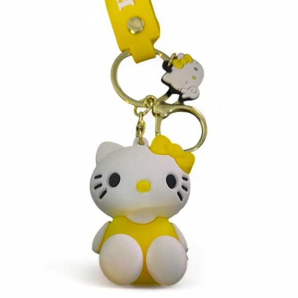 NEW - Sanrio Hello Kitty Keychain Plush Silicone Doll Charm Bag Anime - YELLOW - Picture 4 of 4